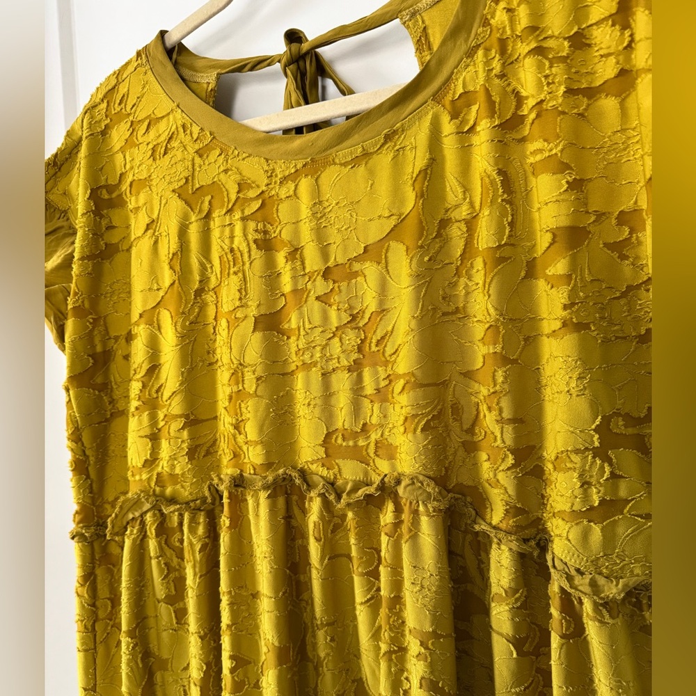 Anthropologie Mustard Yellow Ruffle Mini Dress - Picture 8 of 12